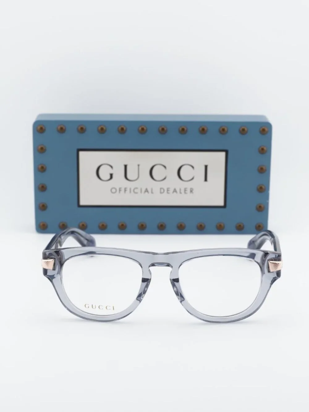 Gucci GG1519O 003 Oval Eyeglasses - Shiny Transparent Grey 51mm